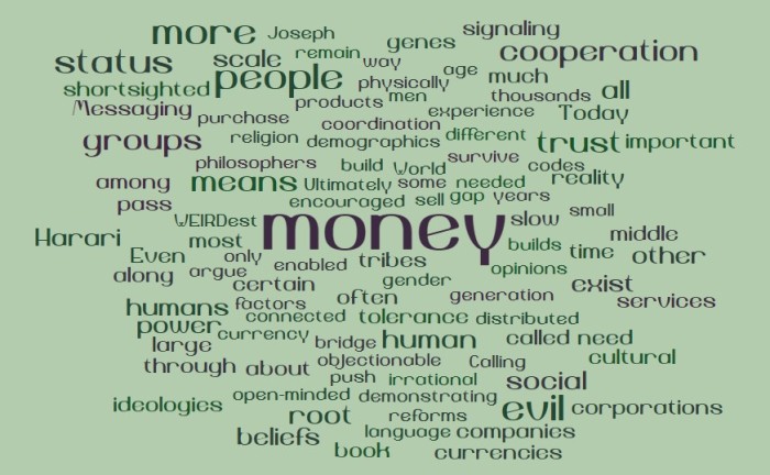 Money is the Root of all Large Scale Social Cooperation